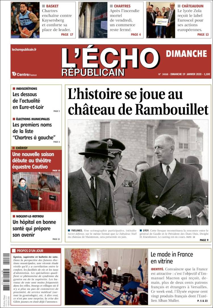 Portada de L'Echo Républicain (Francia)