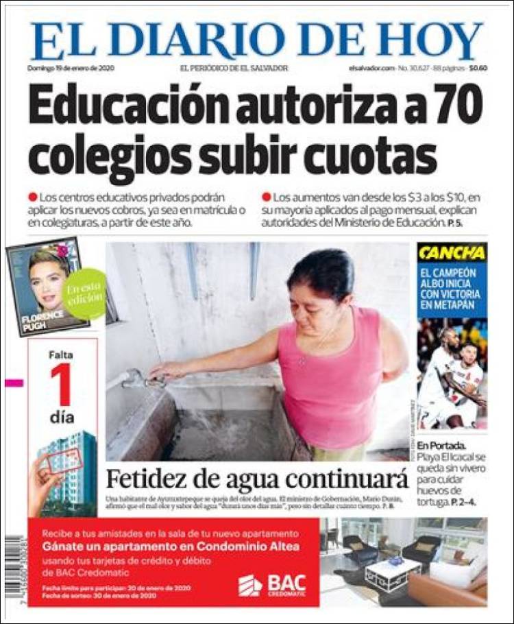 Portada de El Diario de Hoy (El Salvador)