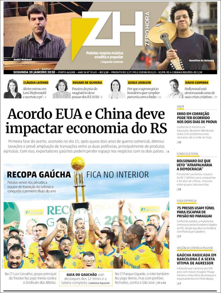 Portada de Zero Hora (Brasil)