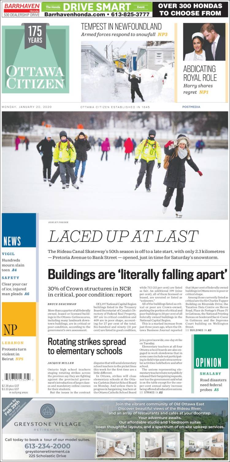 Portada de Ottawa Citizen (Canadá)