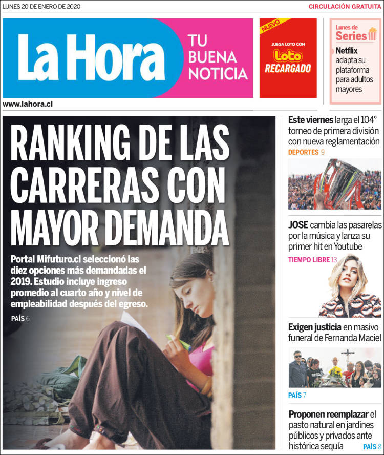 Portada de La Hora (Chile)