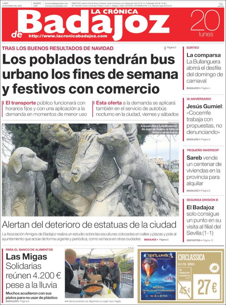 Portada de El Periódico de Extremadura (Espa&ntilde;a)