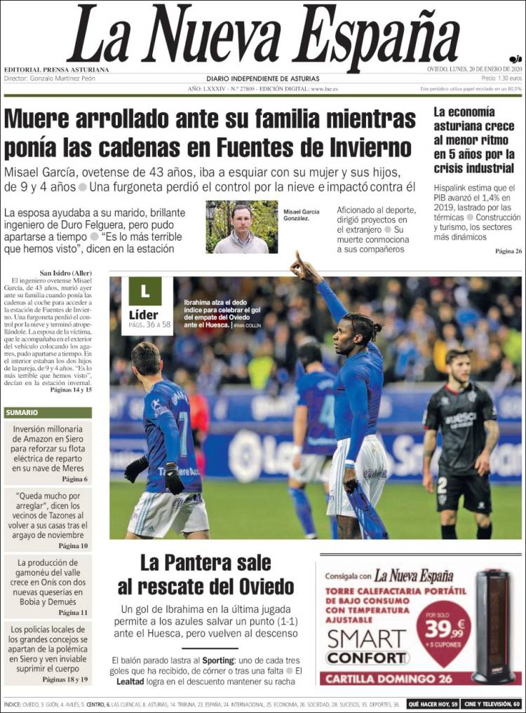 Portada de La Nueva España (Espa&ntilde;a)