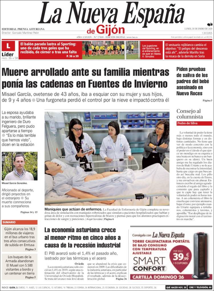 Portada de La Nueva España - Gijón (Espa&ntilde;a)