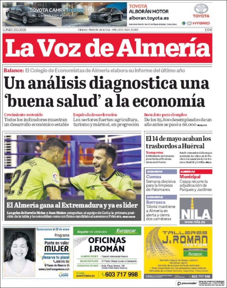 Portada de La Voz de Almería (Espa&ntilde;a)