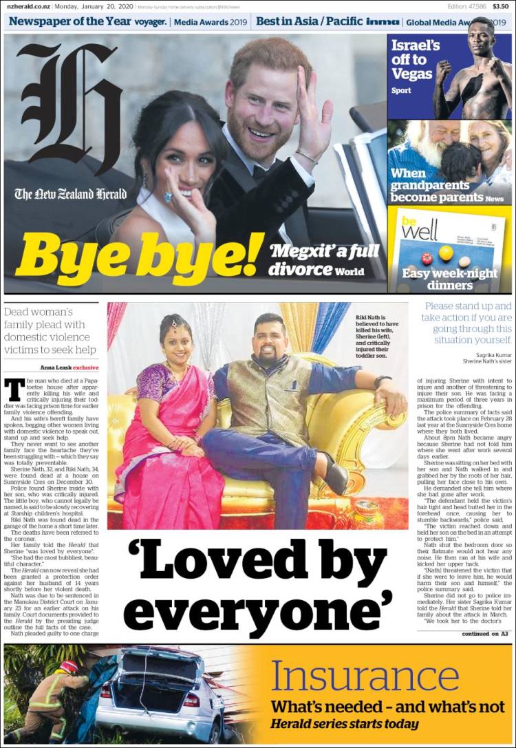 Portada de The New Zealand Herald (Nueva Zelanda)