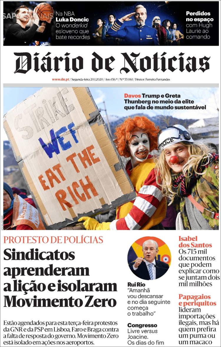 Portada de Diário de Noticias (Portugal)