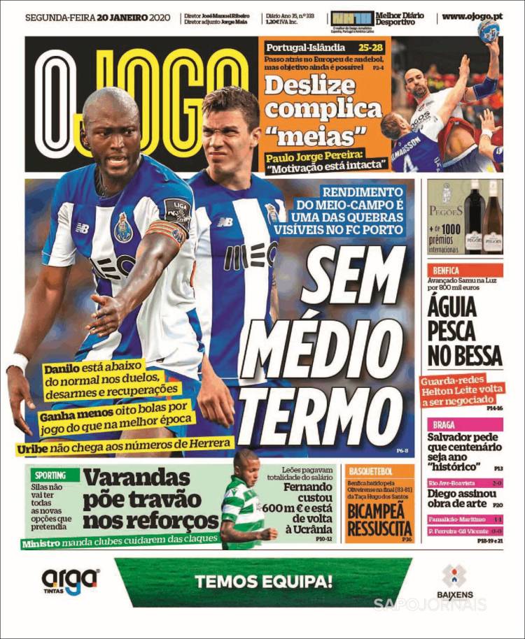 Portada de O Jogo (Portugal)