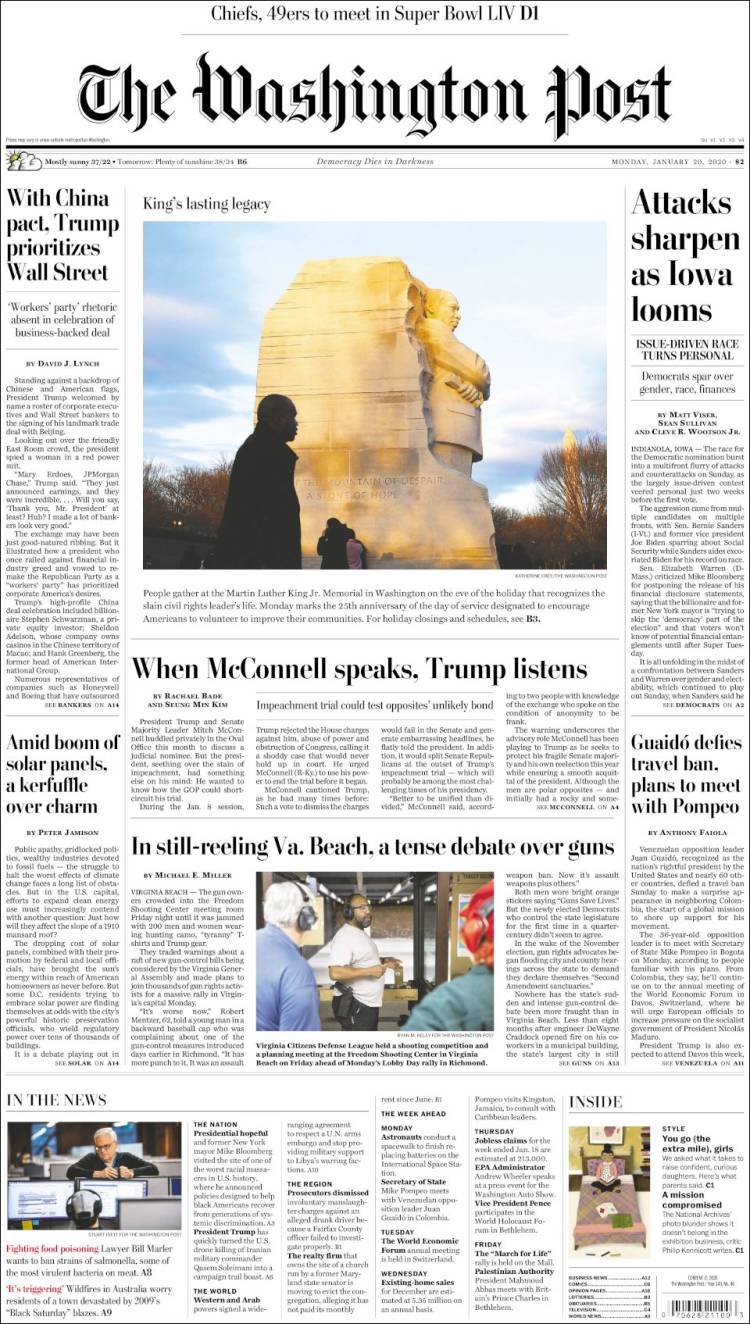 Portada de The Washington Post (USA)