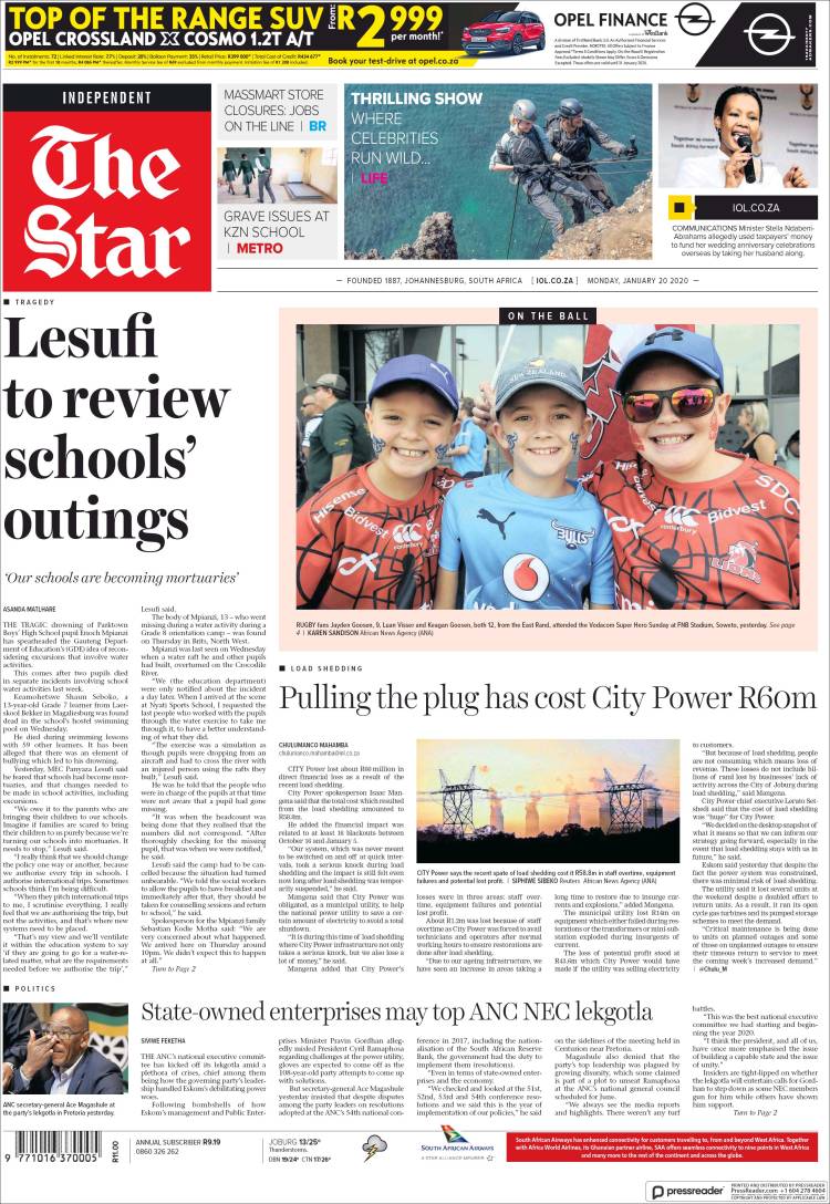 Portada de The Star (Sud&aacute;frica)