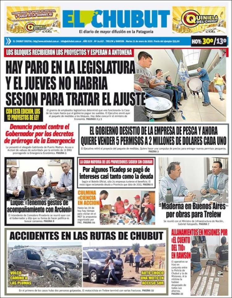 Portada de El Chubut (Argentina)