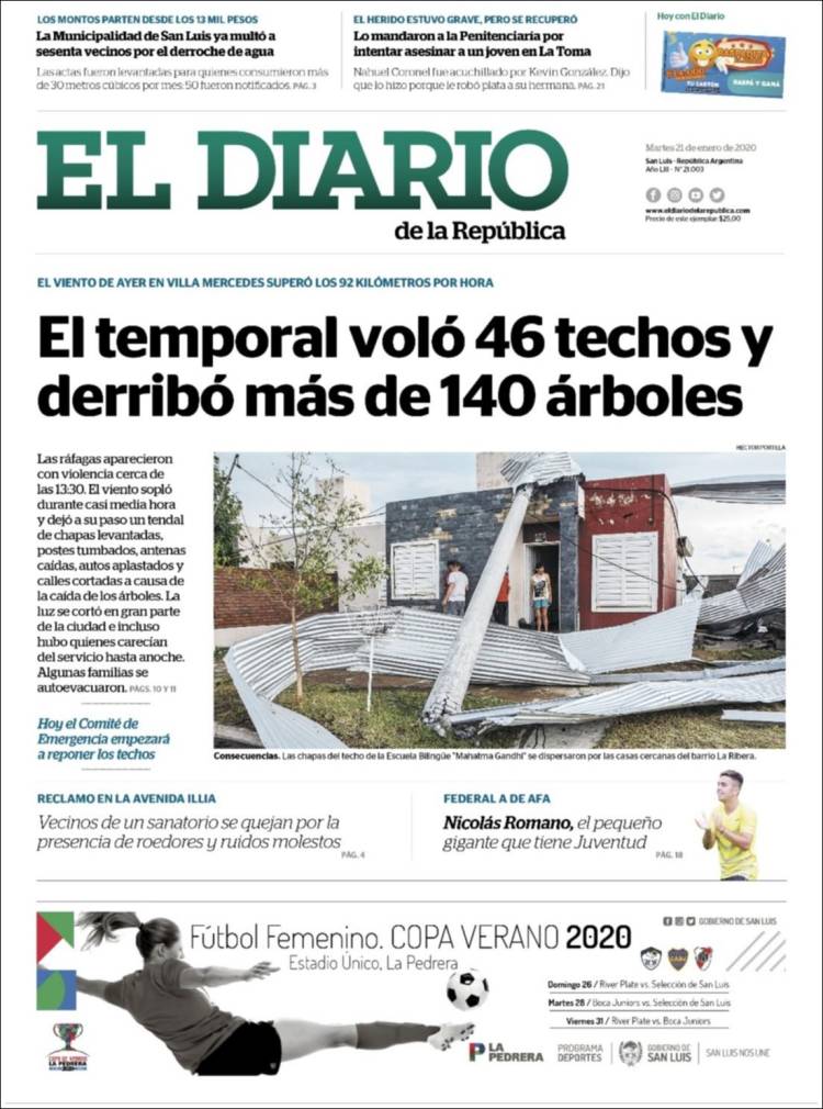 Portada de Diario de la República (Argentina)
