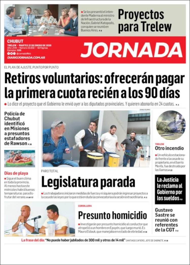 Portada de Diario Jornada en la Patagonia (Argentina)