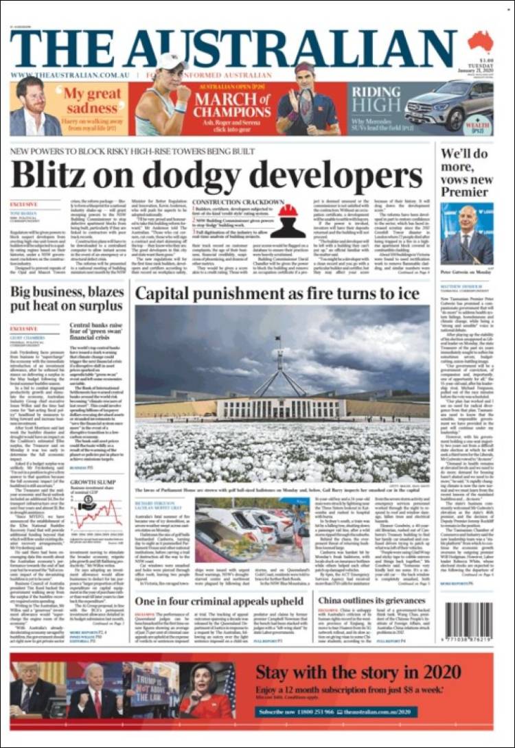 Portada de The Australian (Australia)