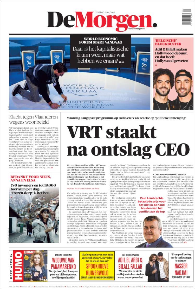 Portada de De Morgen (B&eacute;lgica)