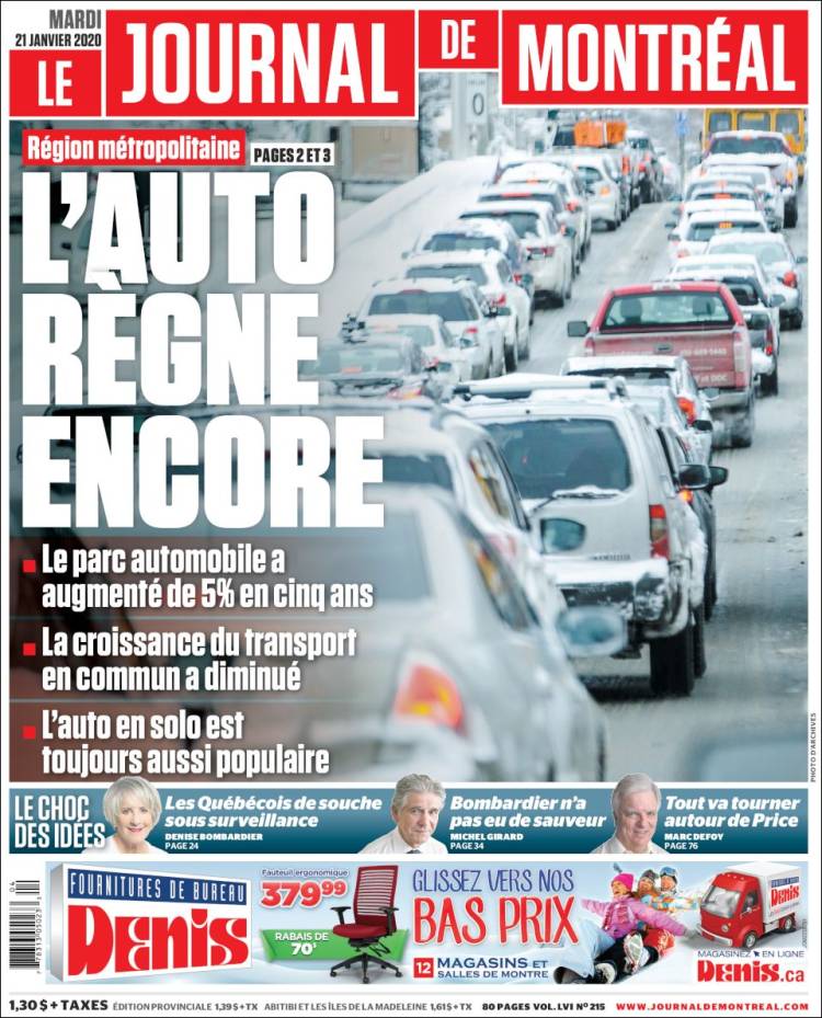 Portada de Le Journal de Montréal (Canadá)