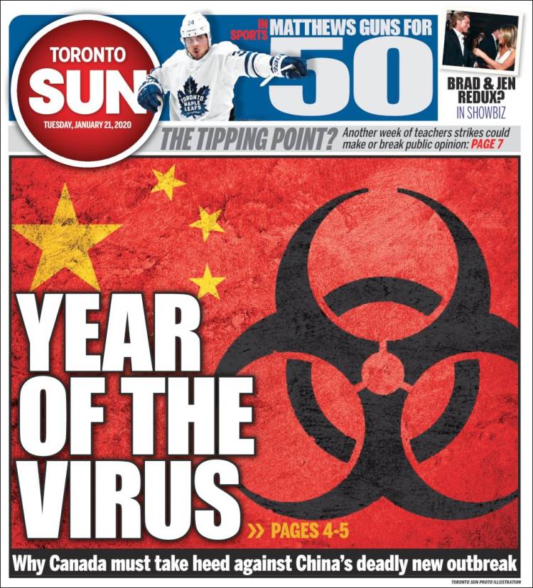 Portada de The Toronto Sun (Canadá)