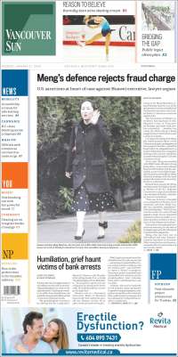 Portada de The Vancouver Sun (Canadá)