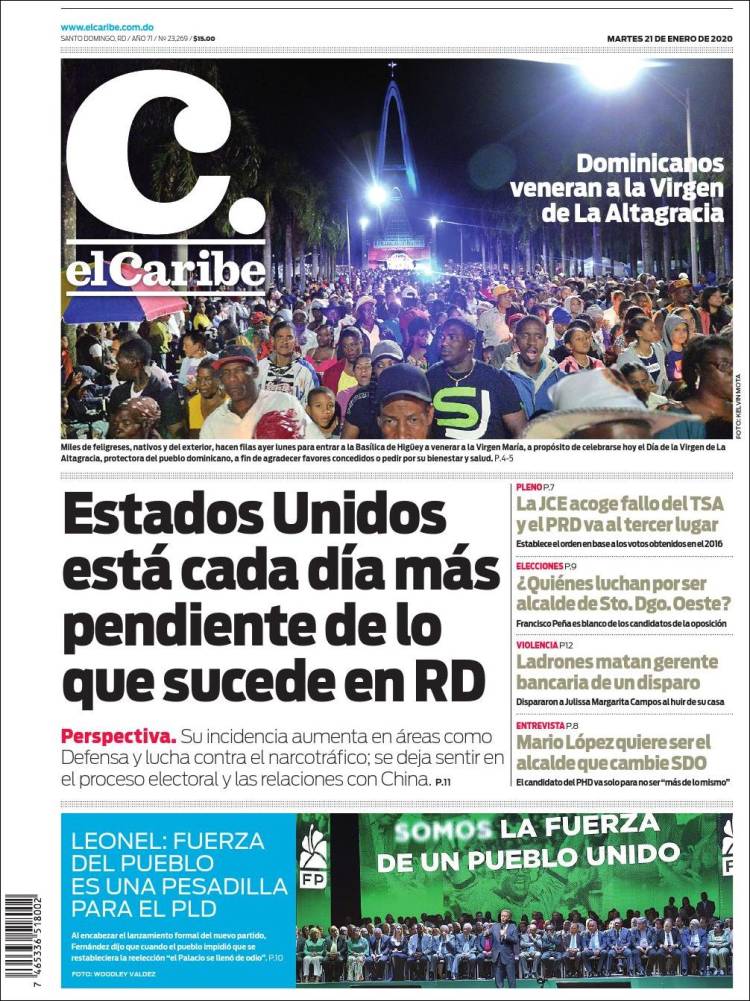 Portada de El Caribe (R. Dominicana)