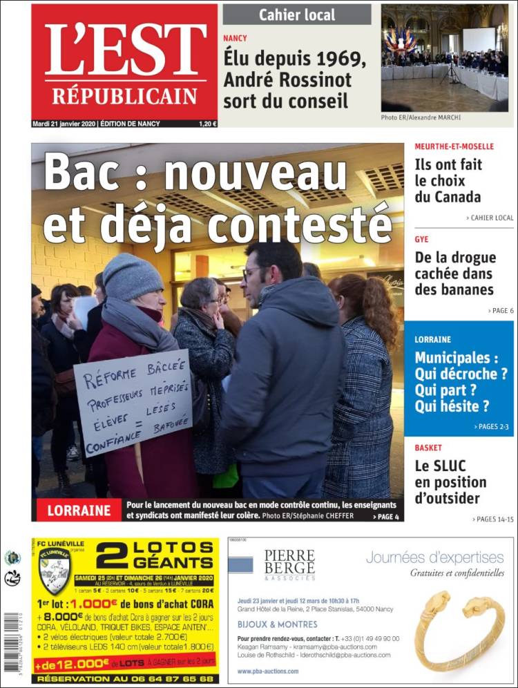 Portada de L'Est Republicain (Francia)