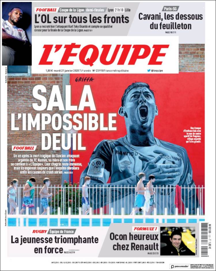 Portada de L'Equipe (Francia)