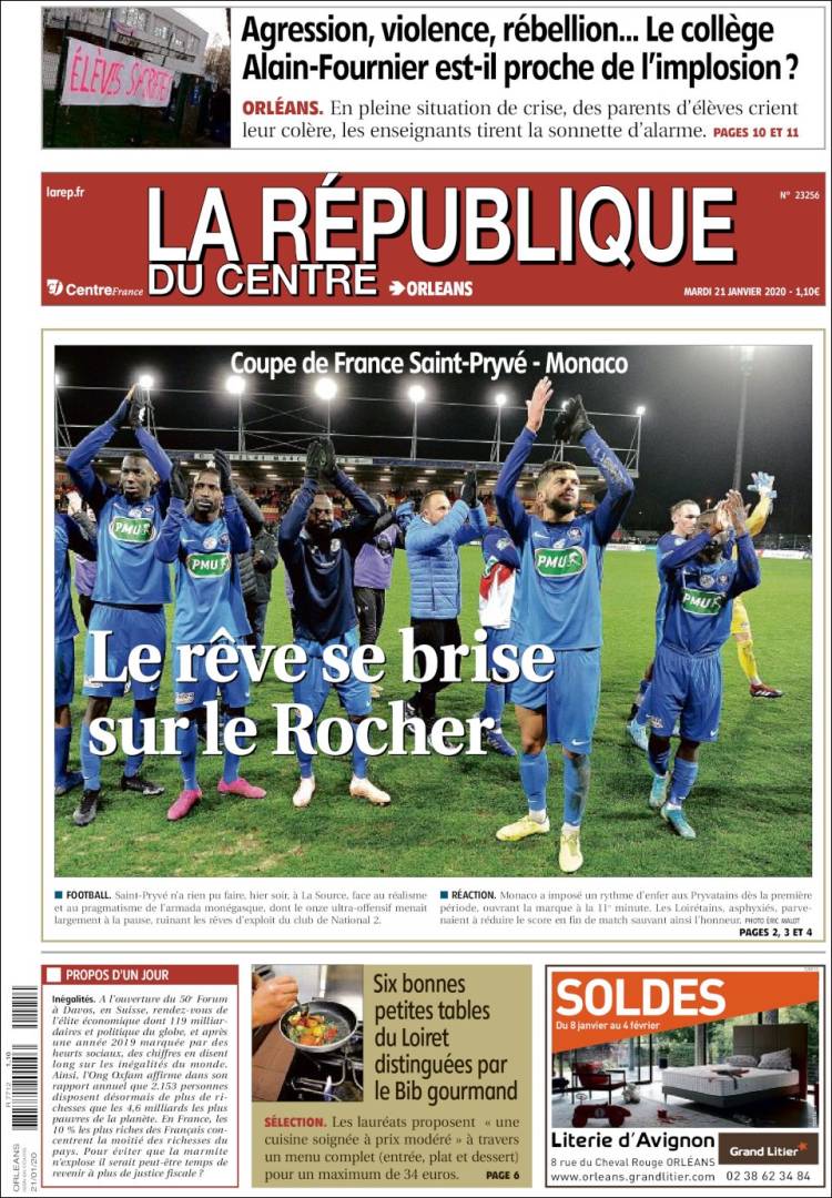 Portada de La République du Centre (Francia)