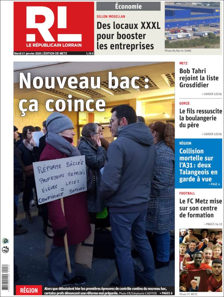 Portada de Le Republicain Lorrain (Francia)