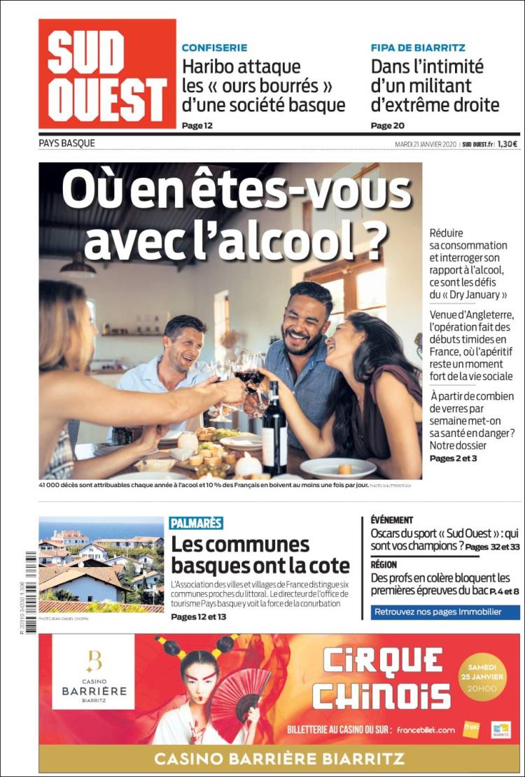 Portada de Sud Ouest (Francia)