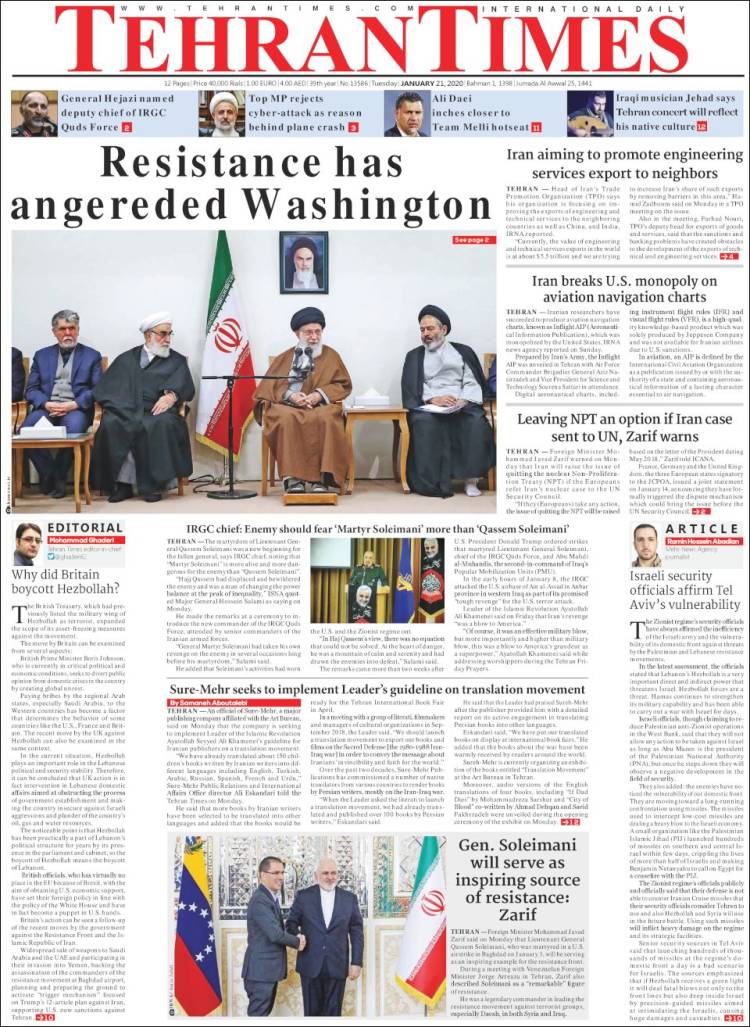 Portada de TehranTimes (Ir&aacute;n)
