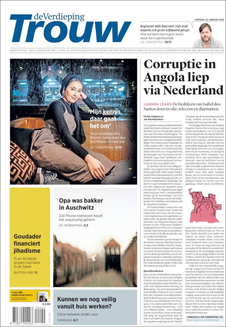 Portada de Trouw (Pa&iacute;ses Bajos)