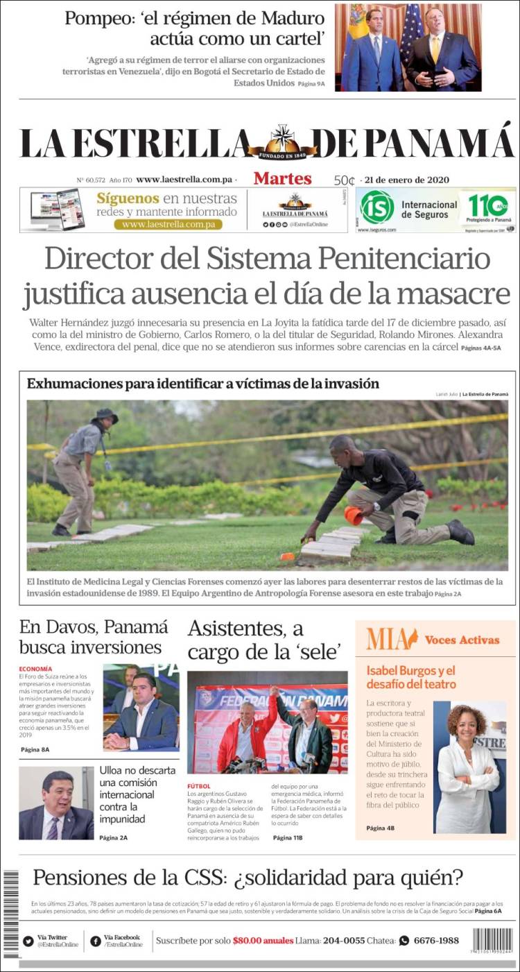Portada de La Estrella de Panamá (Panam&aacute;)