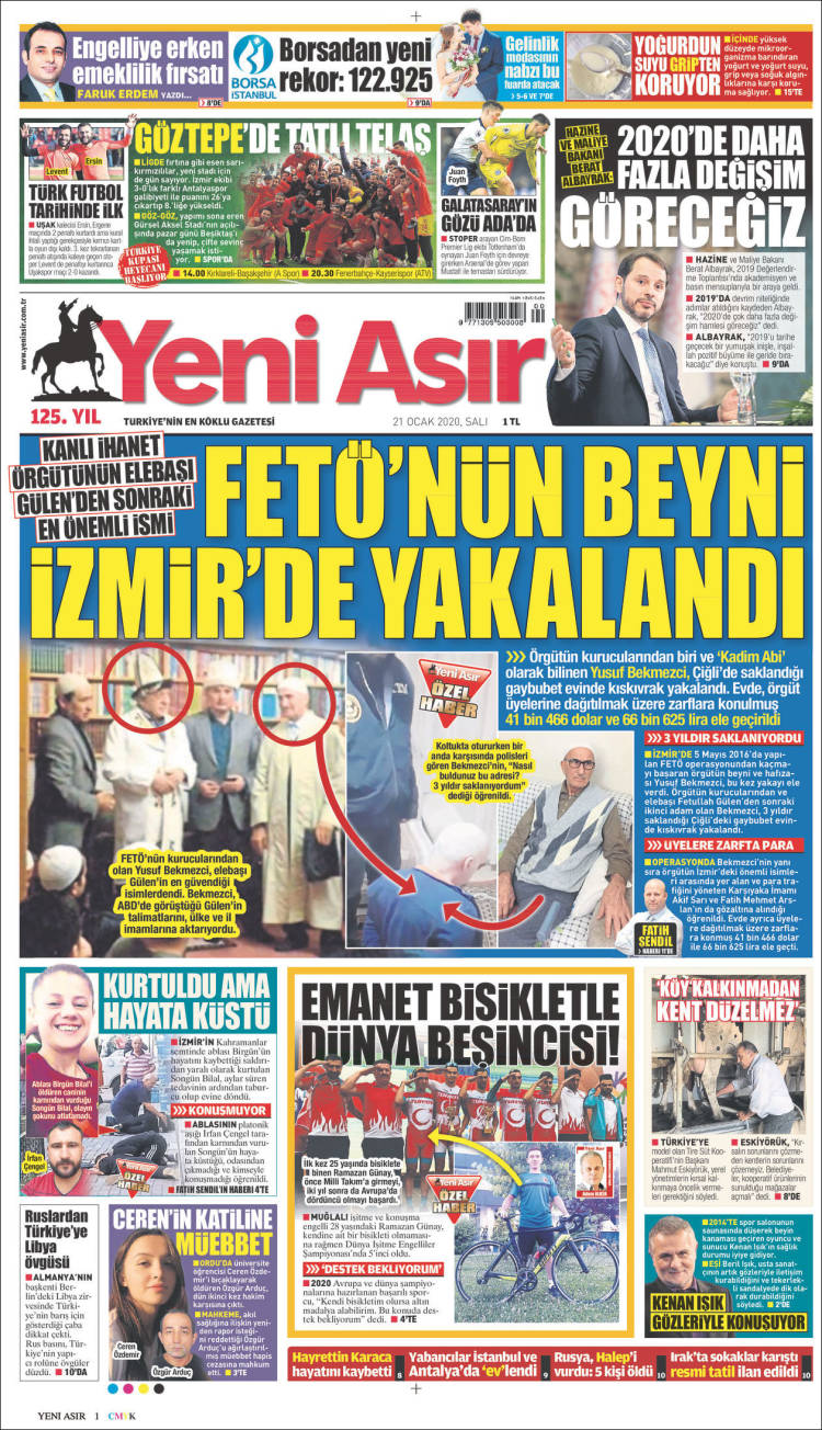 Portada de Yeni Asır (Turqu&iacute;a)