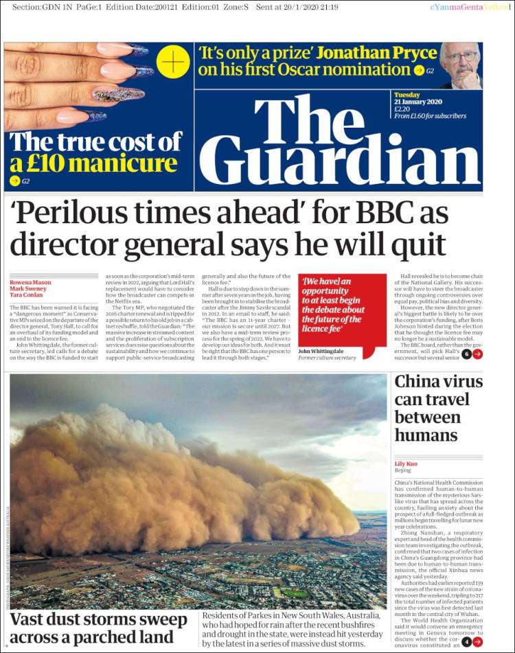 Portada de The Guardian (Reino Unido)