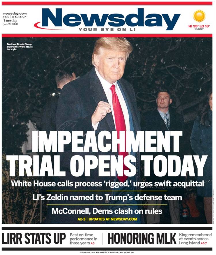 Portada de Newsday (USA)