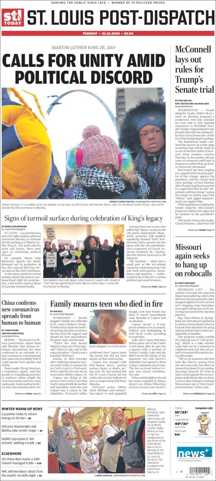 Portada de St. Louis Post-Dispatch (USA)