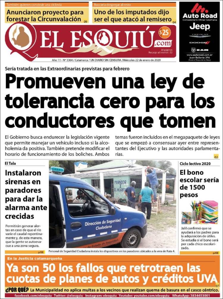 Portada de El Esquiu (Argentina)