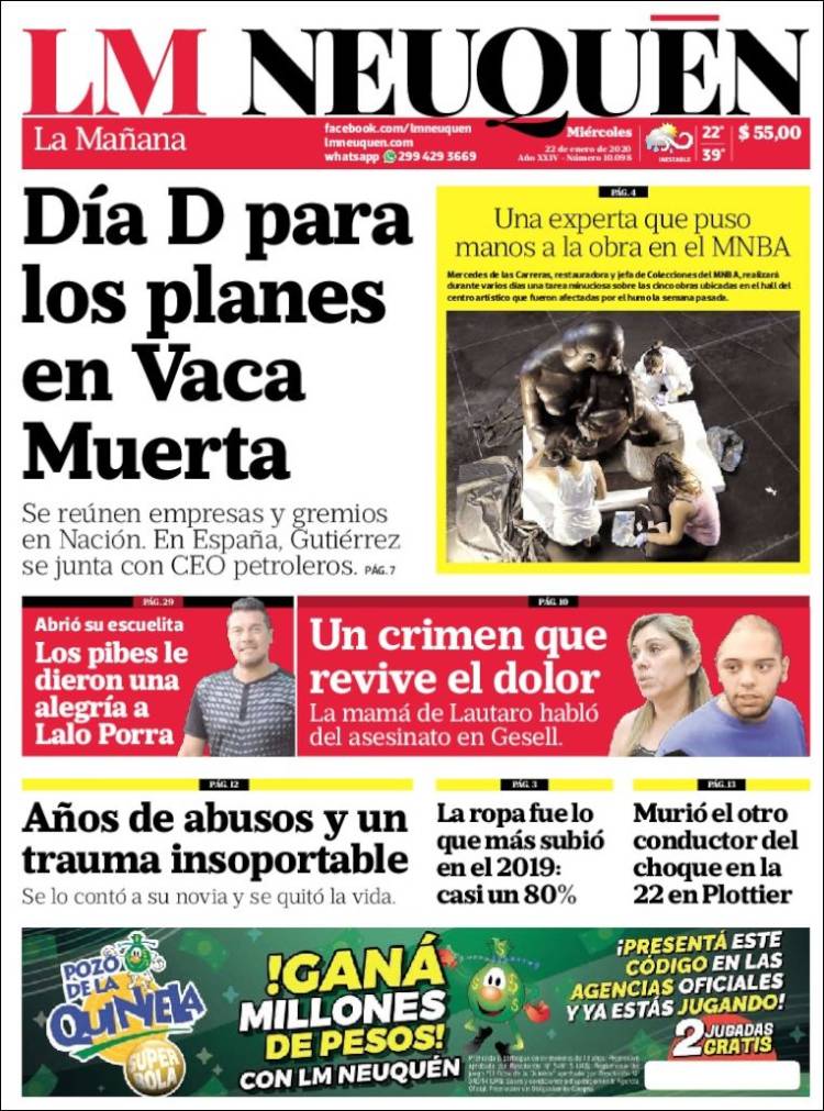 Portada de La Mañanade Neuquén (Argentina)