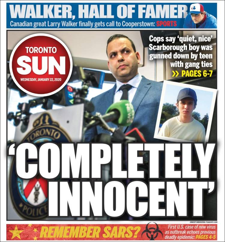 Portada de The Toronto Sun (Canadá)