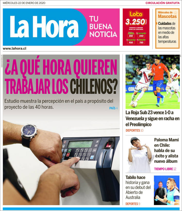 Portada de La Hora (Chile)
