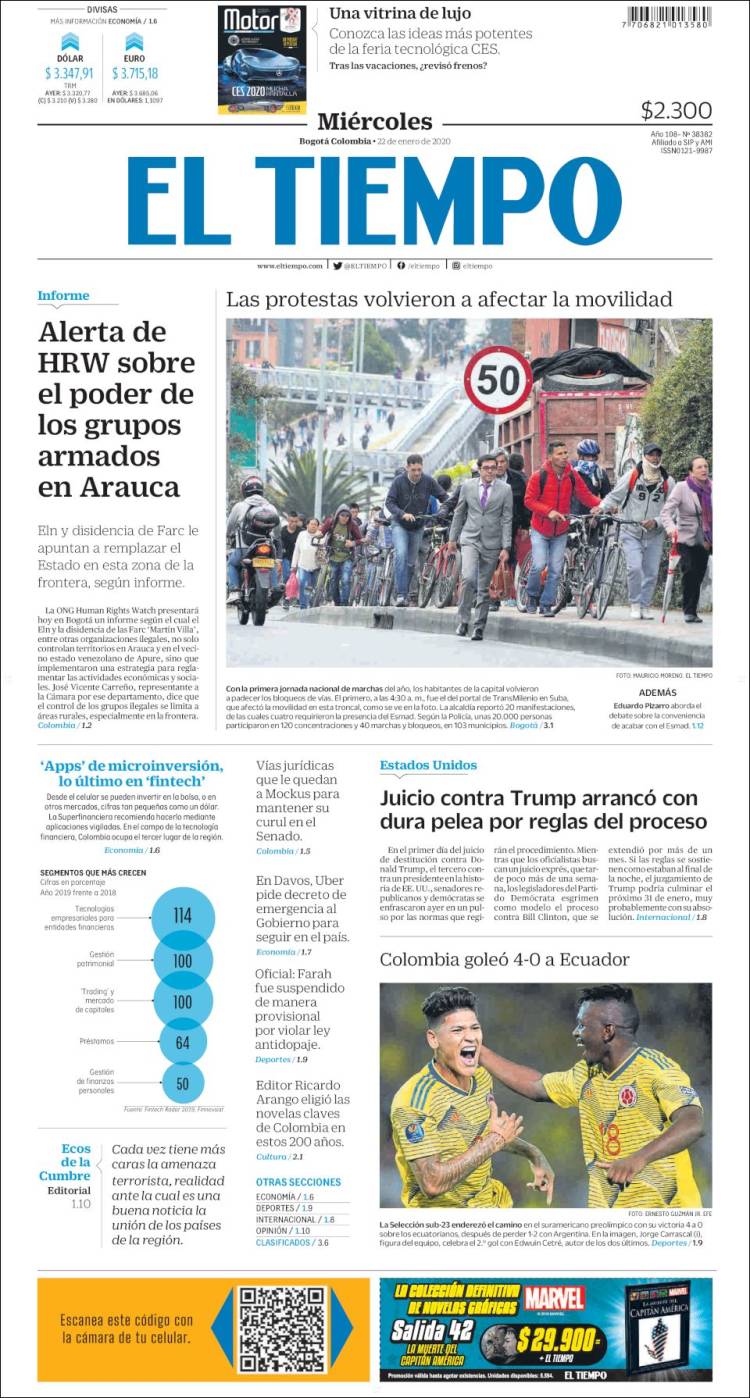 Portada de El Tiempo (Colombia)