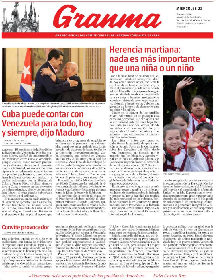 Portada de Granma (Cuba)