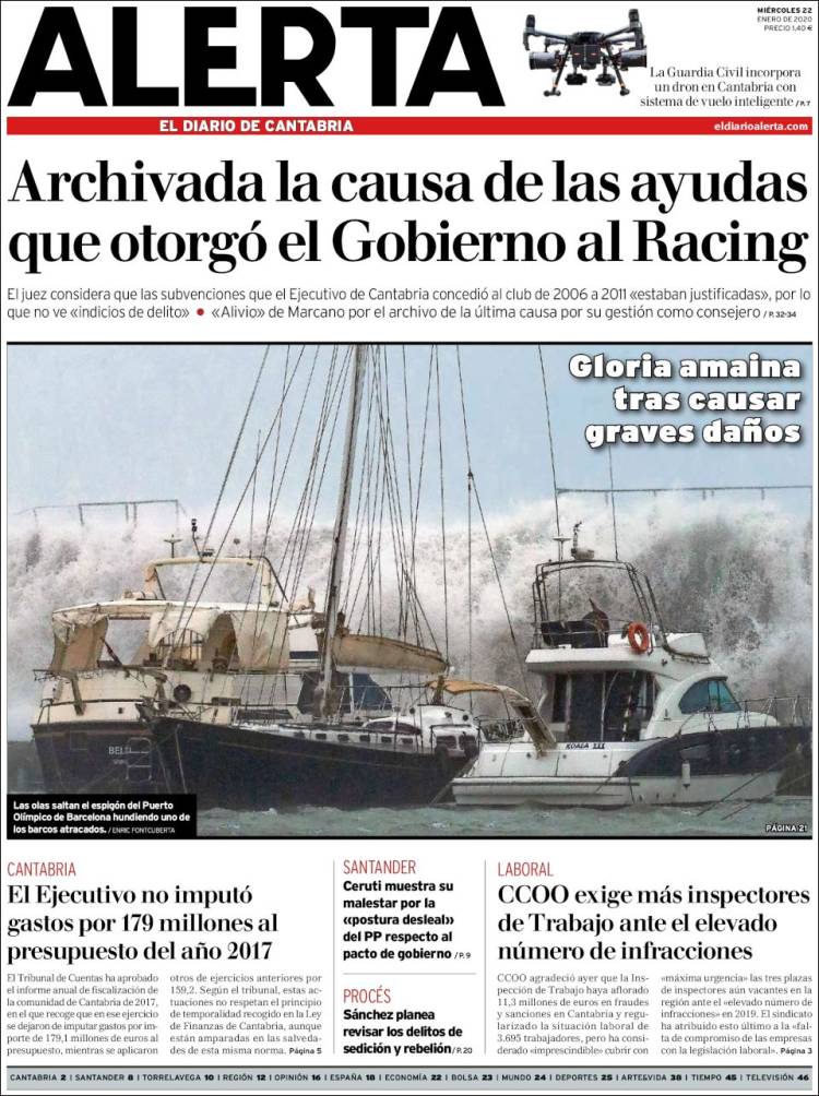 Portada de Alerta - El Diario de Cantabria (España)