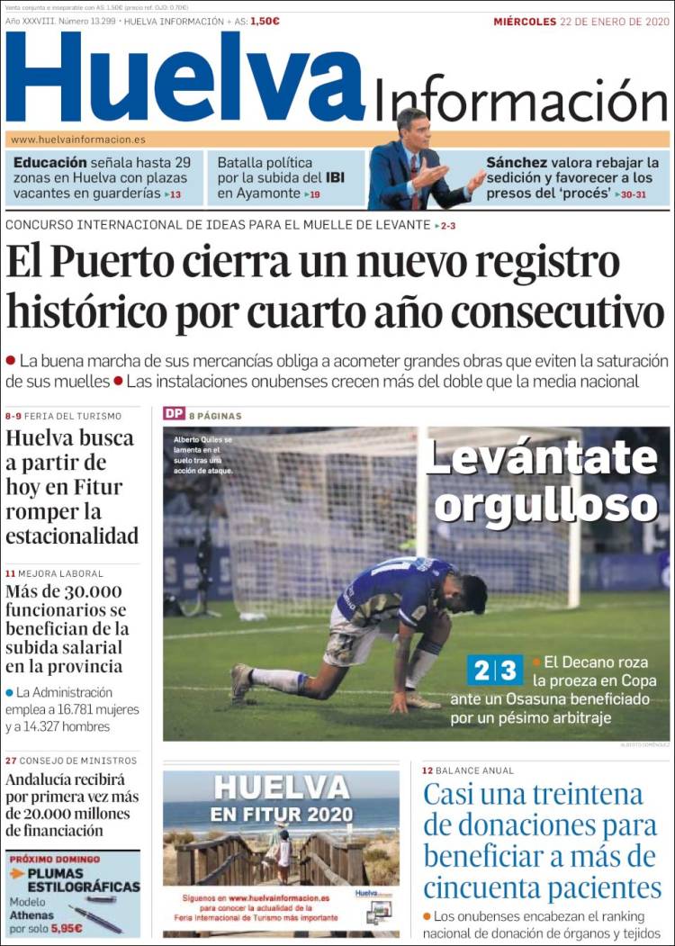 Portada de Huelva Información (España)