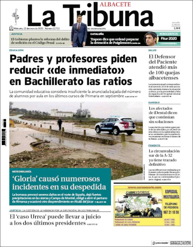 Portada de La Tribuna de Albacete (España)