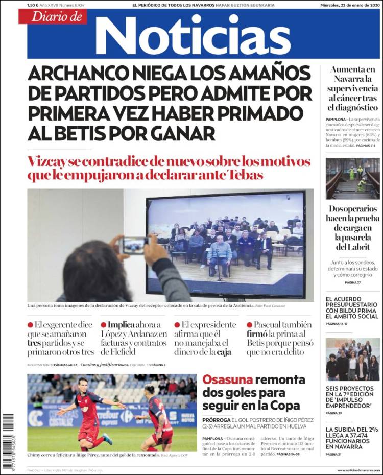 Portada de Noticias de Navarra (España)