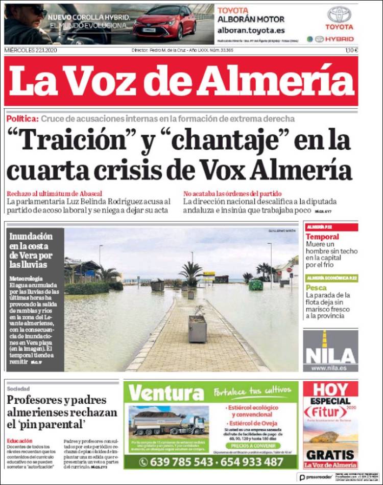 Portada de La Voz de Almería (España)