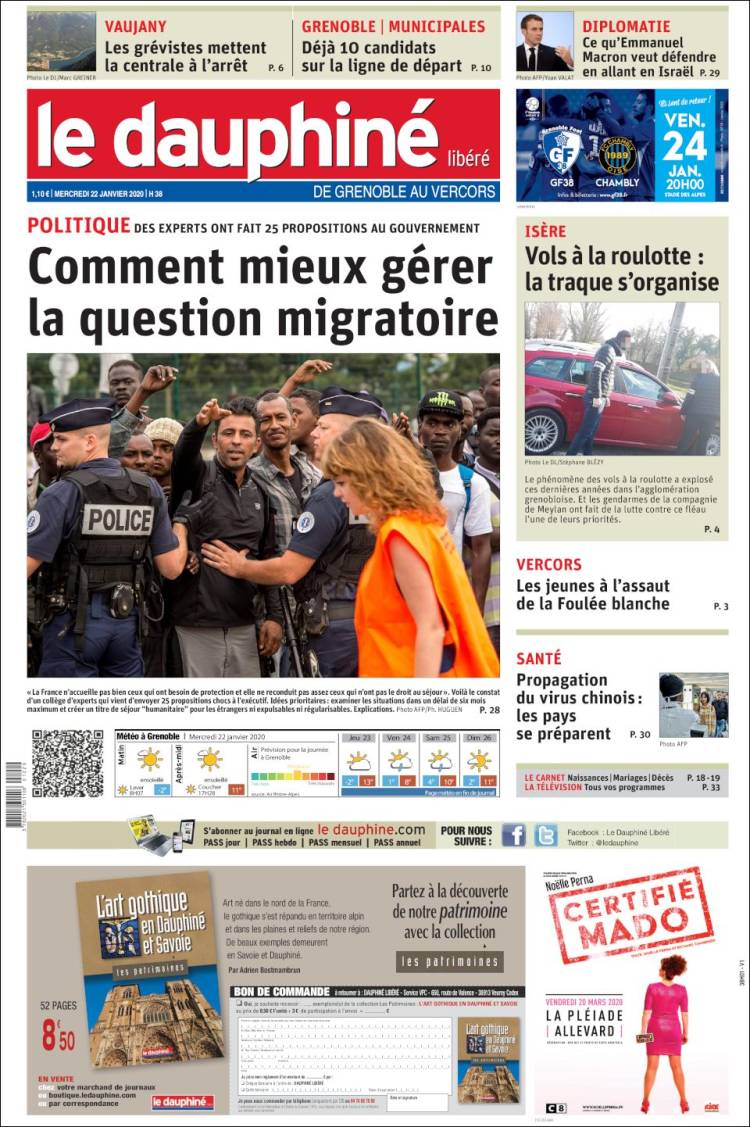 Portada de Le Dauphiné Libéré (Francia)