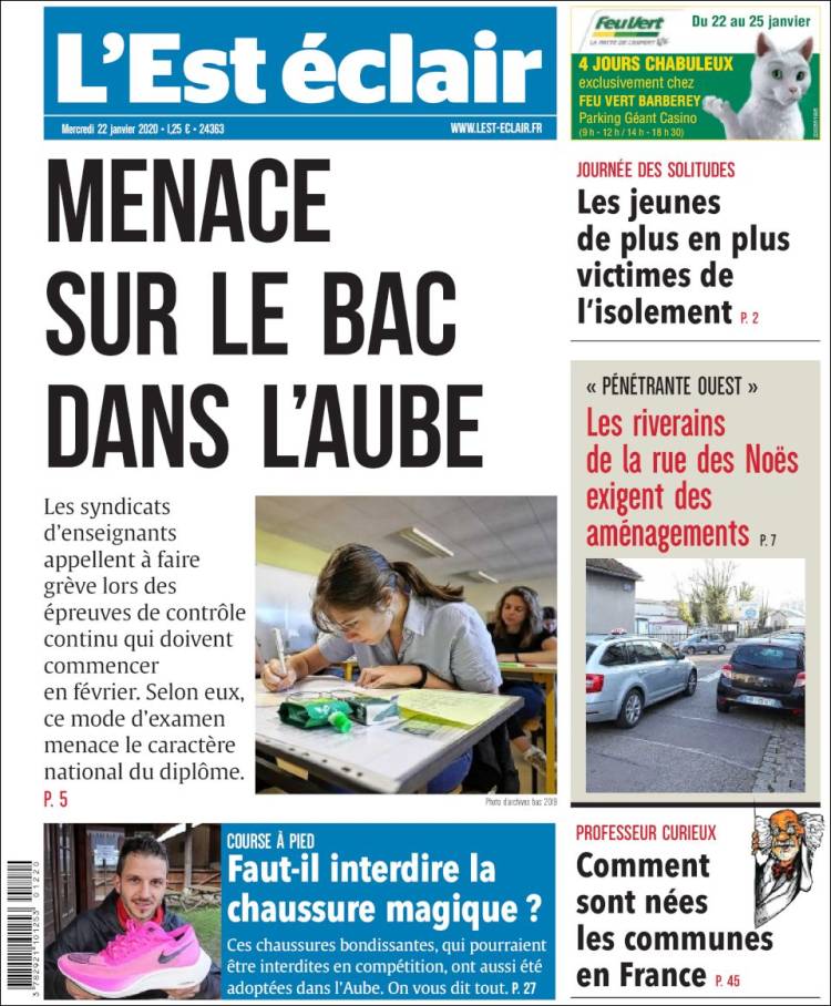 Portada de L'Est Eclair (Francia)