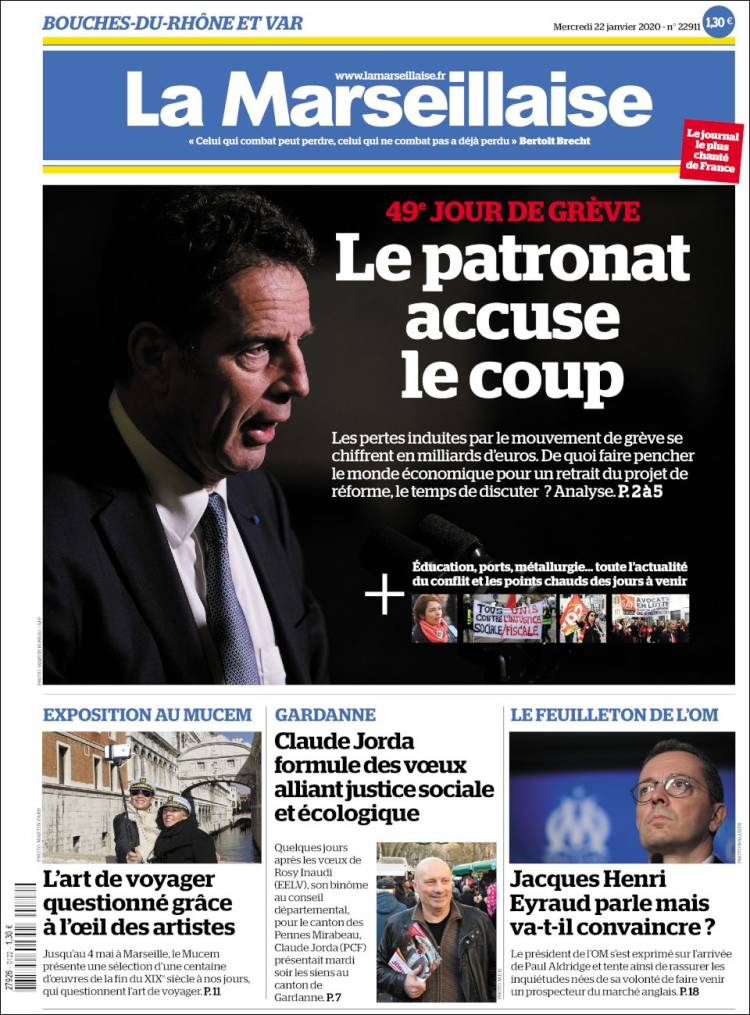 Portada de La Marseillaise (Francia)