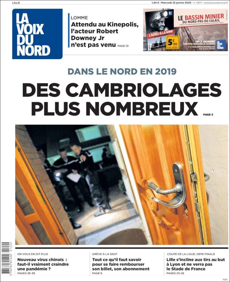 Portada de La Voix du Nord (Francia)